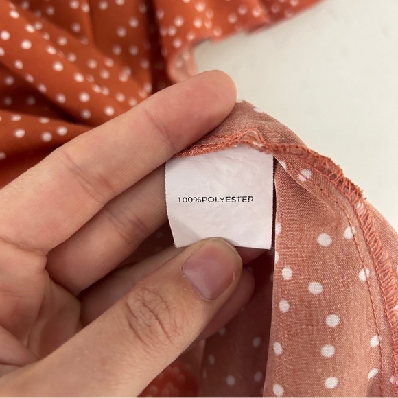 Bloomchic Orange Polka Dot Ruffle Sleeve Blouse Casual 22 24 - Picture 3 of 4